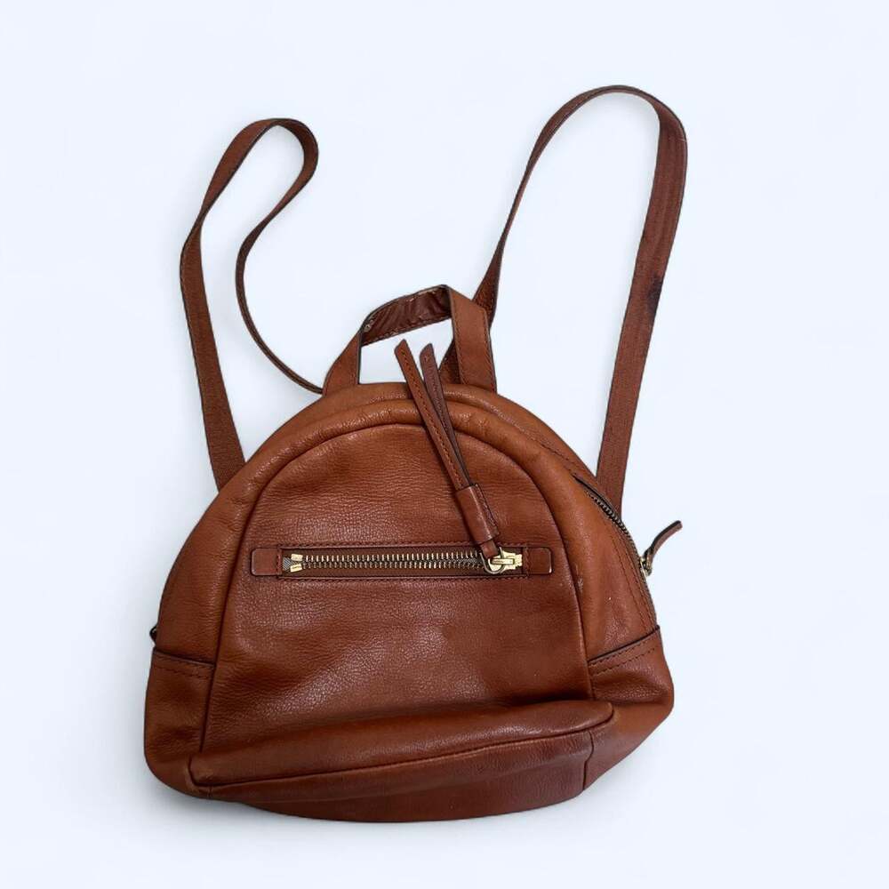 Fossil Brown Leather Mini Backpack Convertible Shoulder Bag